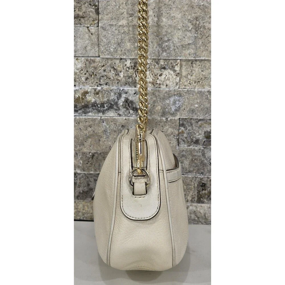 Coach Isla Small Leather Crossbody Bag Ivory Bow Chain Strap Coquette Preppy - Picture 4 of 15